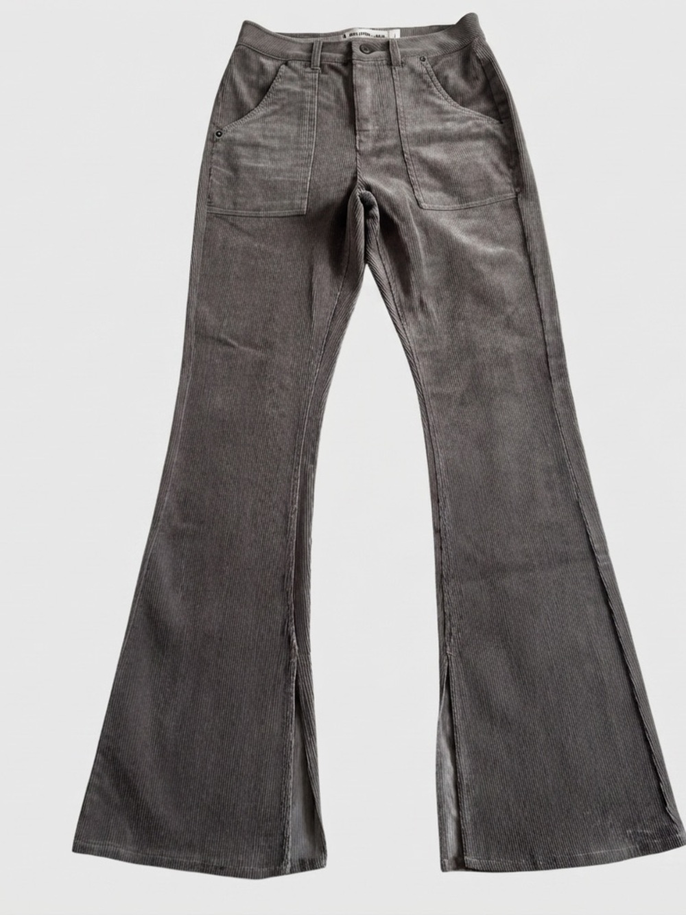 The Normal Brand Women’s Brown Gray Corduroy Split Flare High Rise Pants Size 27 - Picture 2 of 10